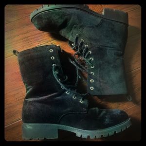 Velvet Black Combat Boots